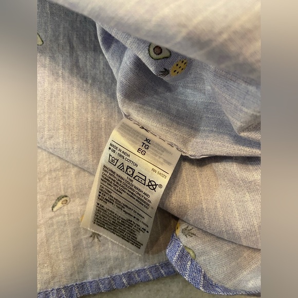 Old Navy Size XL The Classic Shirt Blue Stripe Avocado Pineapple Print Button - Picture 12 of 12